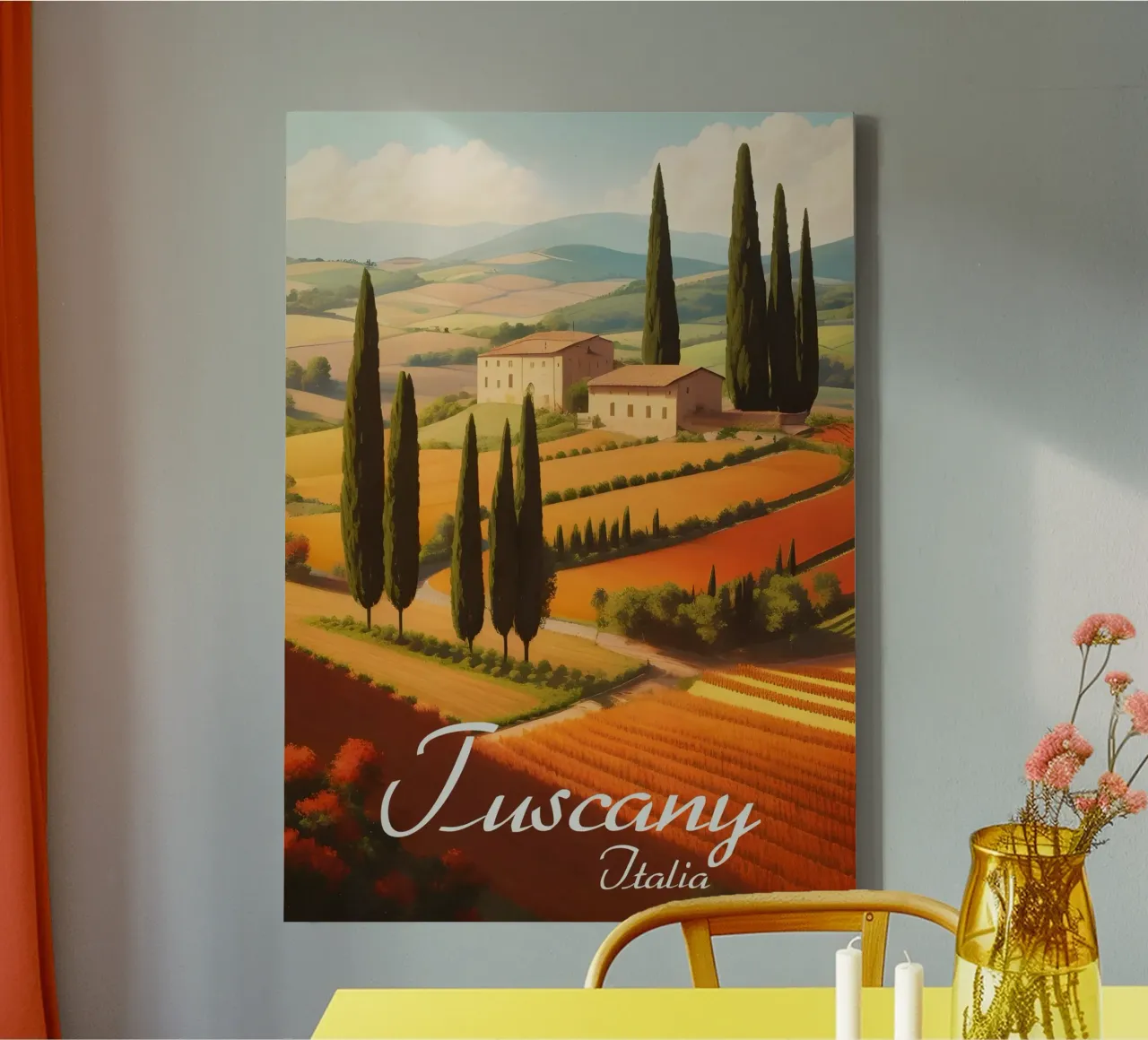 Scena di campagna in Toscana tela con Cornice a cassetta da Charnwood Prints