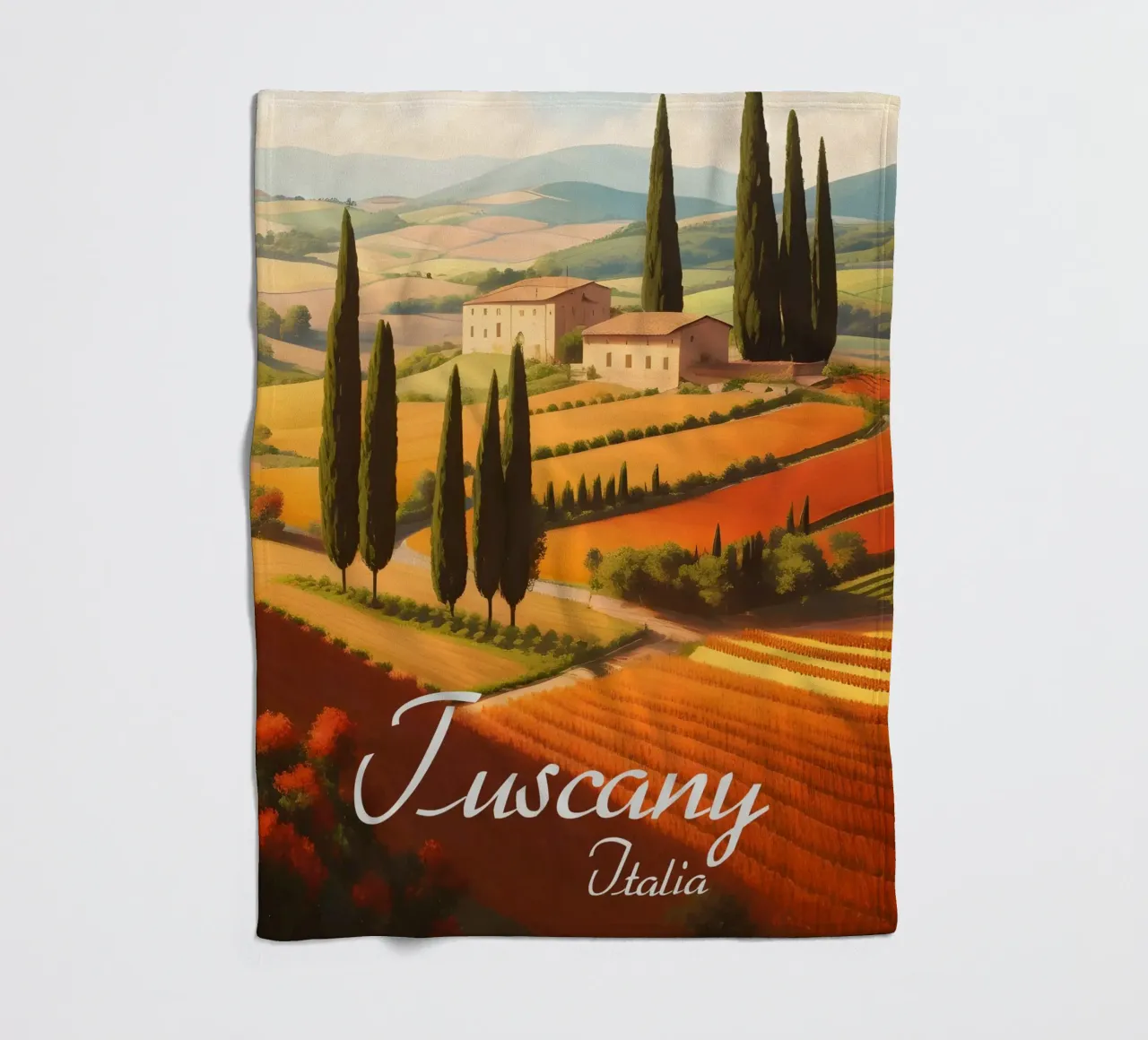 Scena di campagna in Toscana coperta in pile da Charnwood Prints