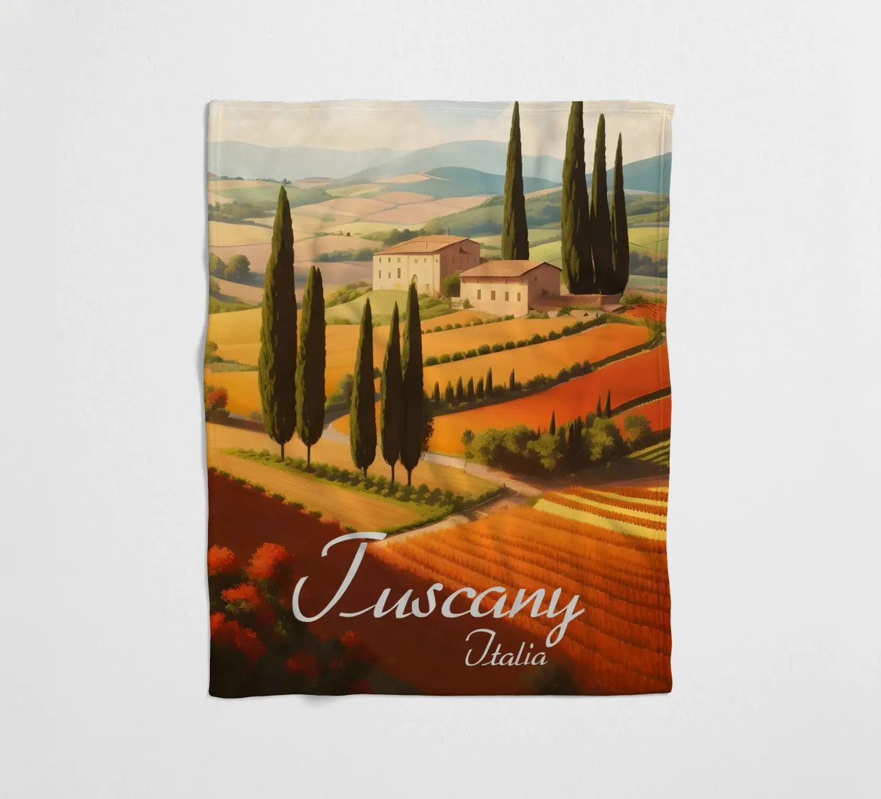 Scena di campagna in Toscana coperta in pile da Charnwood Prints
