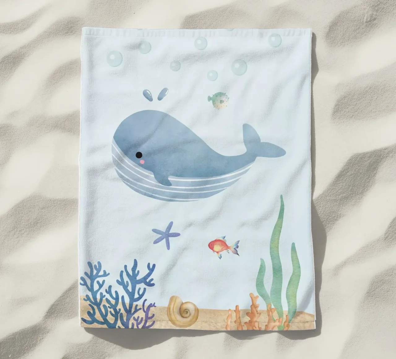 Whale Wonders Under the Sea beach towel by DesignArt