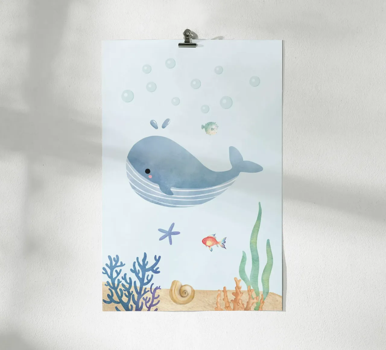 Wunder der Wale unter dem Meer Poster mit Holzrahmen von DesignArt