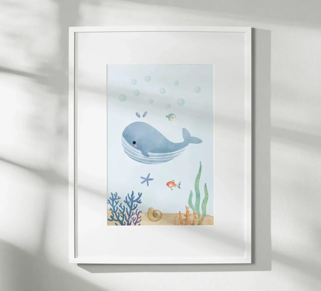 Wunder der Wale unter dem Meer Poster mit Holzrahmen von DesignArt