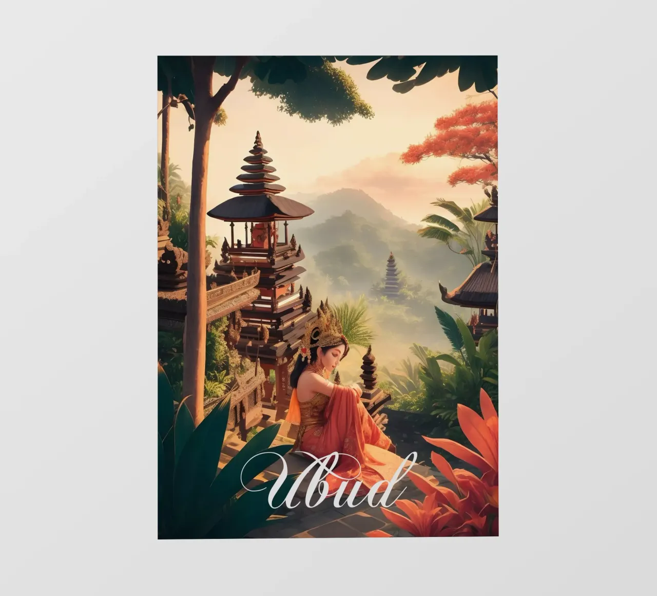 Ubud Bali Temple Scene telo in pvc da Charnwood Prints