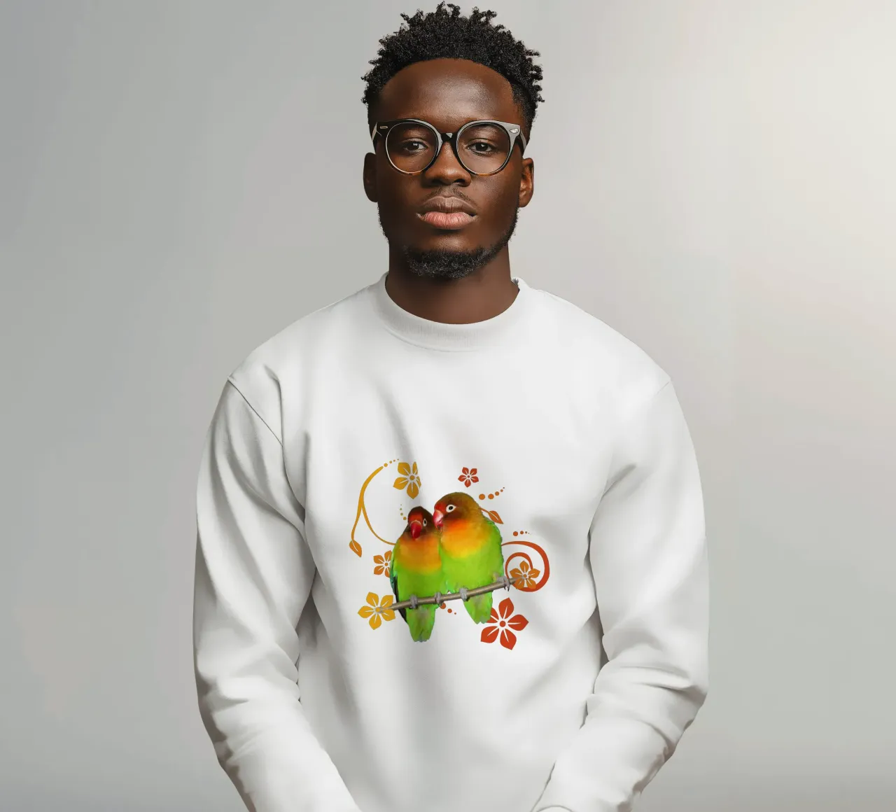 Two cute lovebirds sweatshirt by BwiseLizzy