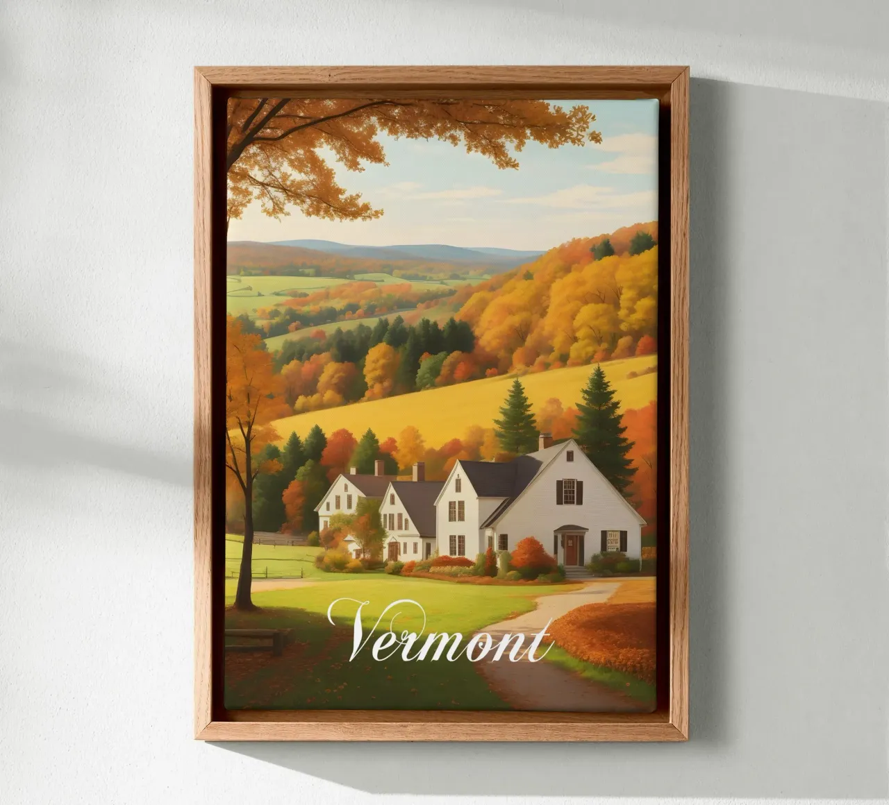 Il Vermont in autunno tela con Cornice a cassetta da Charnwood Prints