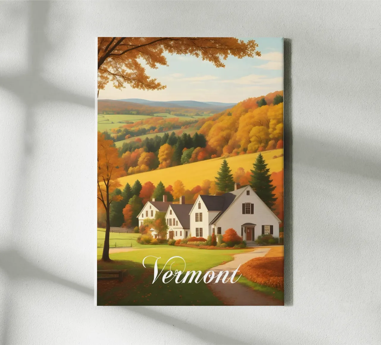 Il Vermont in autunno tela con Cornice a cassetta da Charnwood Prints