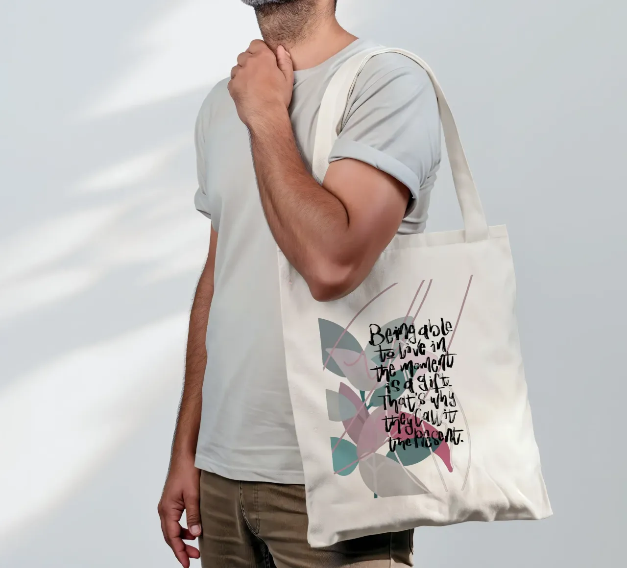 Being able to live in the moment borsa in juta da LIMITED EDITION LETTERS
