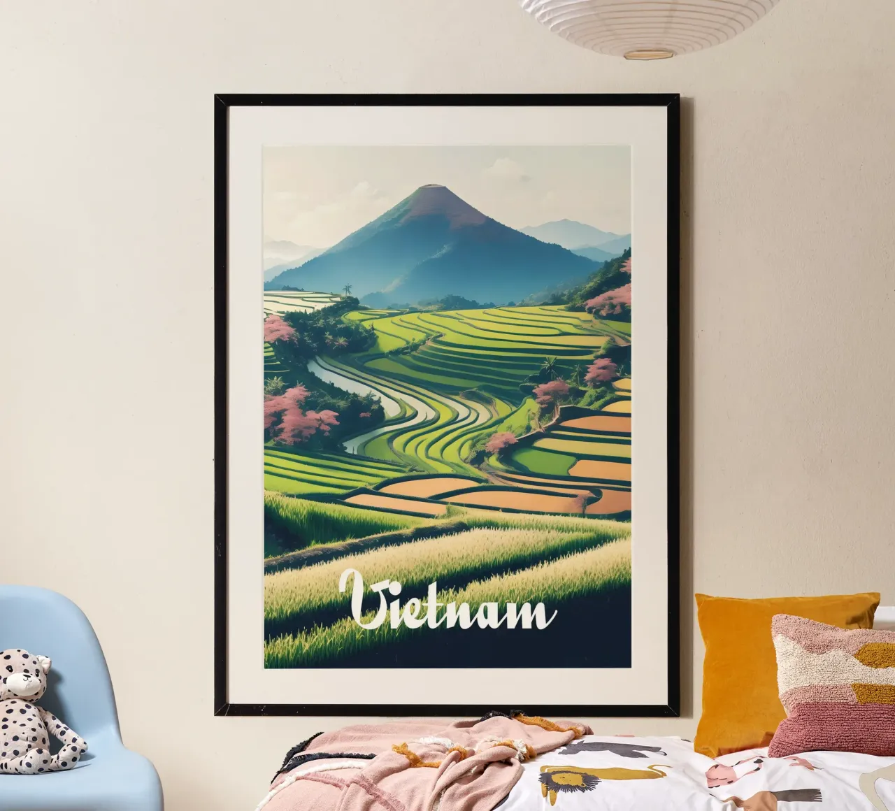 Vietnam Rice Fields Scene poster con telaio in plastica da Charnwood Prints