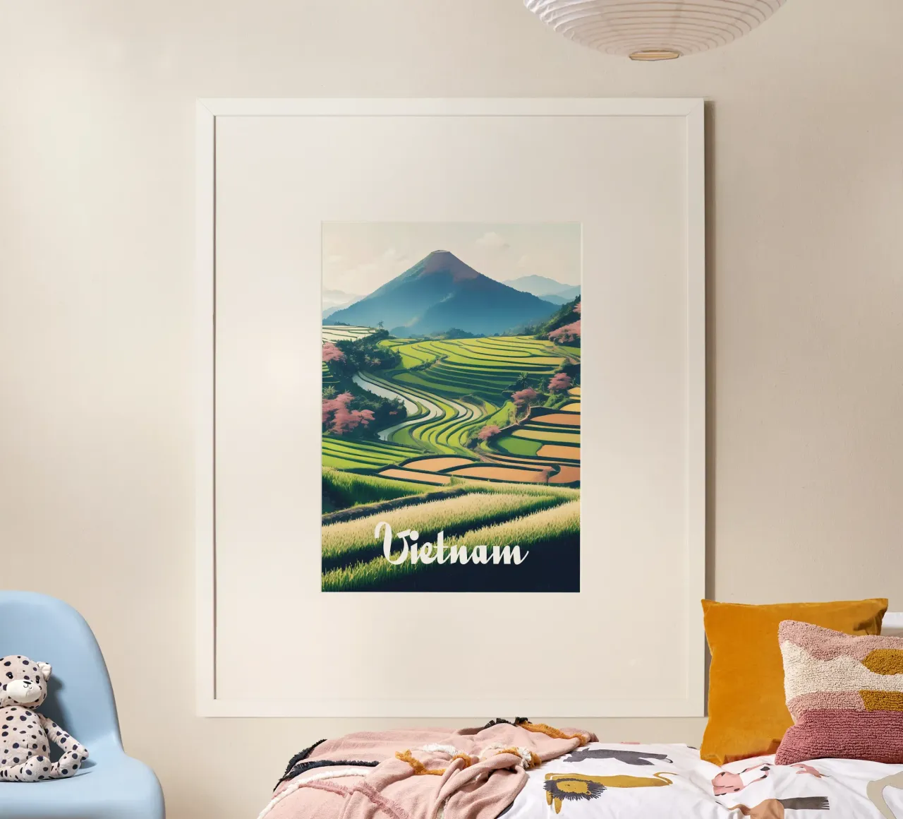 Vietnam Rice Fields Scene poster con telaio in plastica da Charnwood Prints