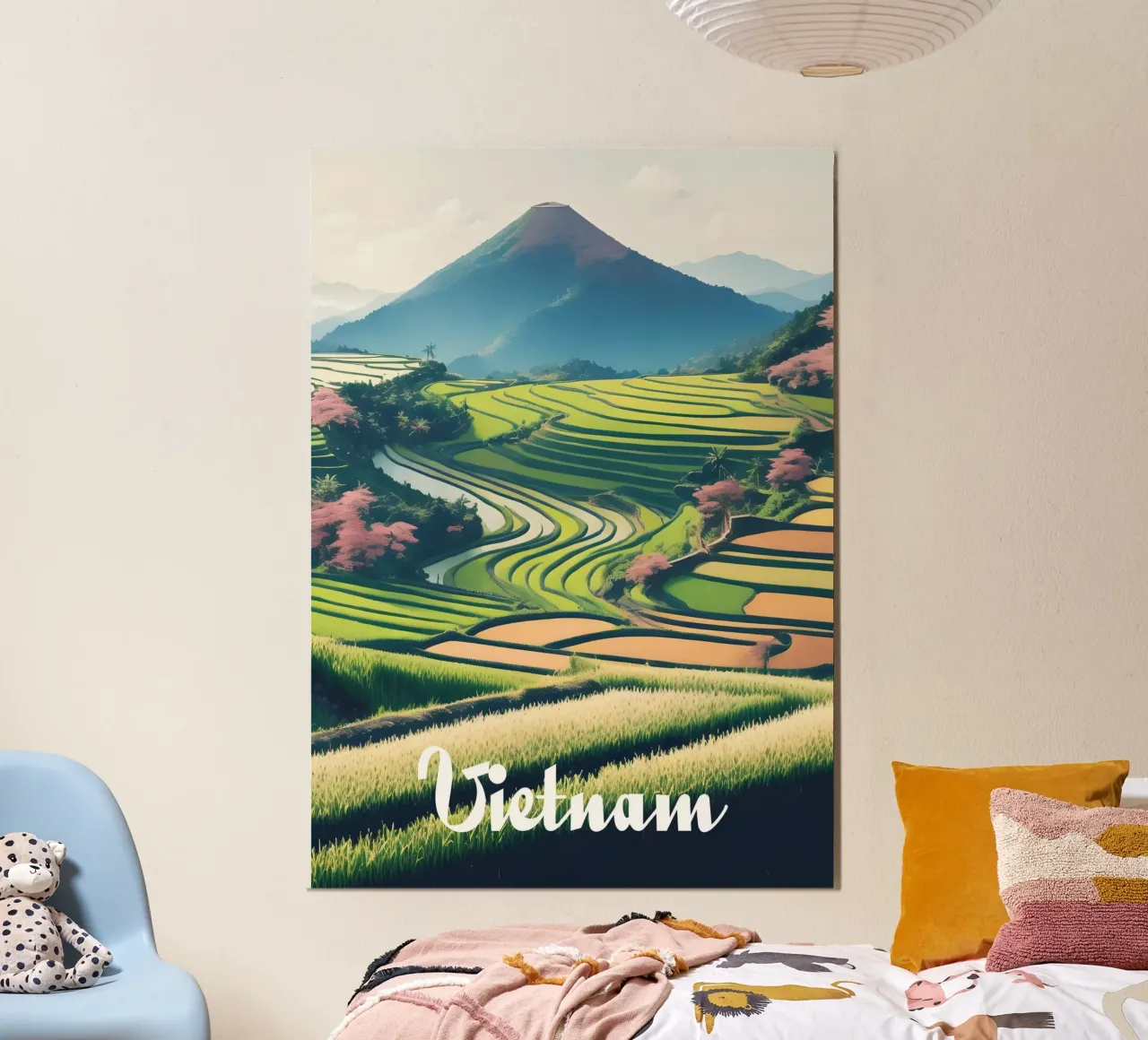 Vietnam Rice Fields Scene poster con telaio in plastica da Charnwood Prints