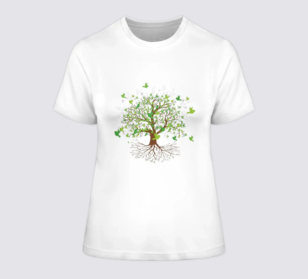 Tree of life groene vogels versie dames t-shirt getailleerd van BwiseLizzy