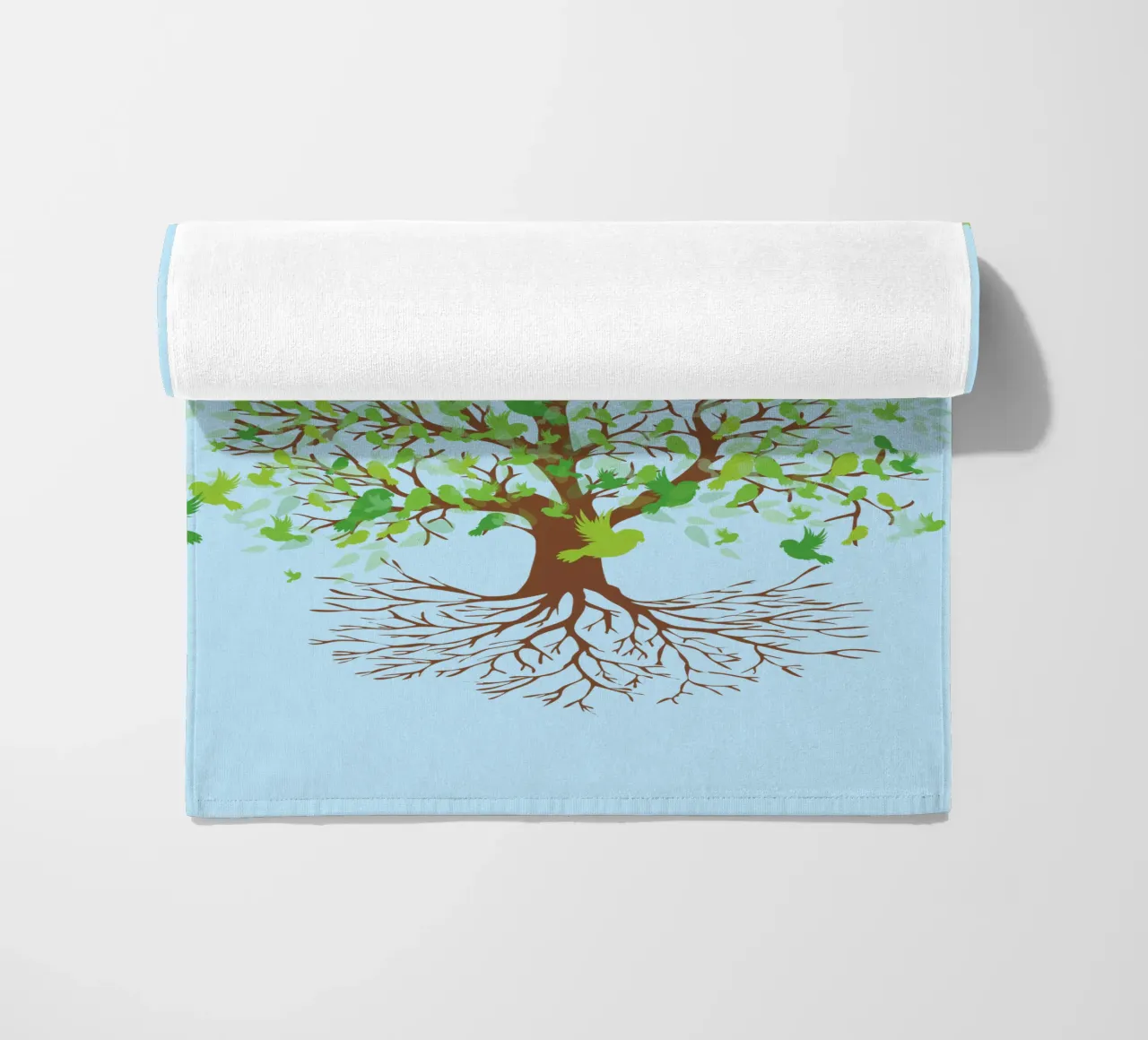 Tree of life green birds version beach towel by BwiseLizzy