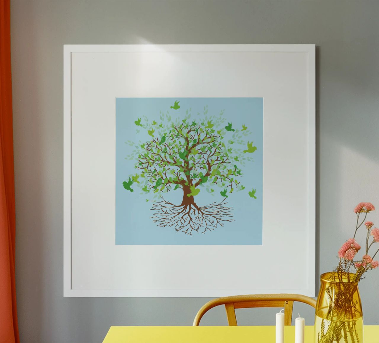 Arbre de vie version oiseaux verts poster de BwiseLizzy