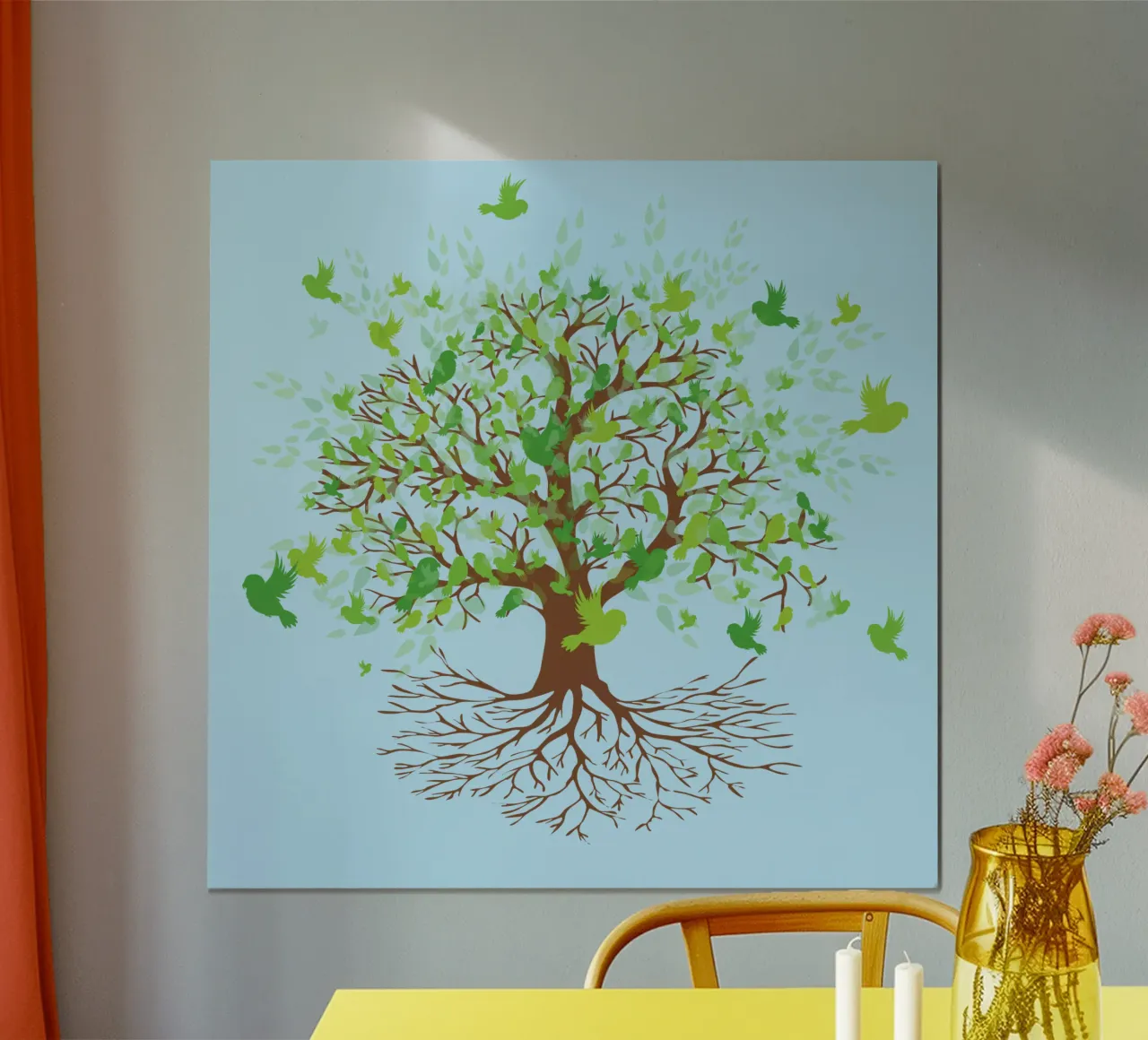 Tree of life groene vogels versie hahnemühle van BwiseLizzy