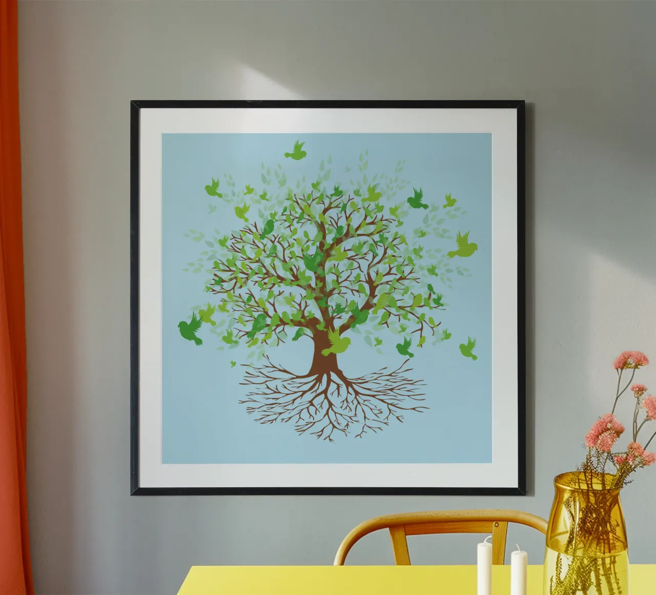 Tree of life groene vogels versie hahnemühle van BwiseLizzy
