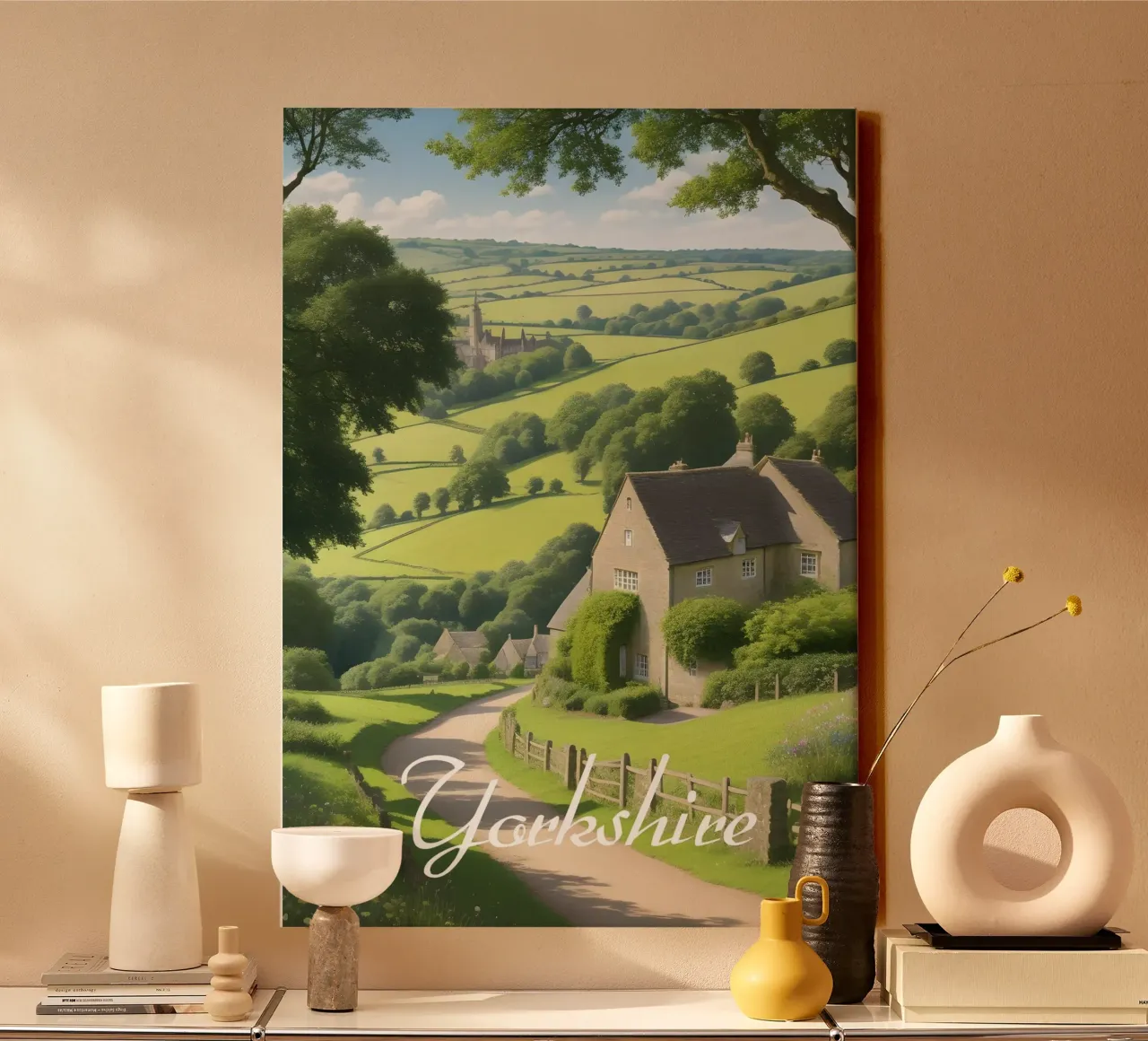 Scena di campagna dello Yorkshire tela con Cornice a cassetta da Charnwood Prints