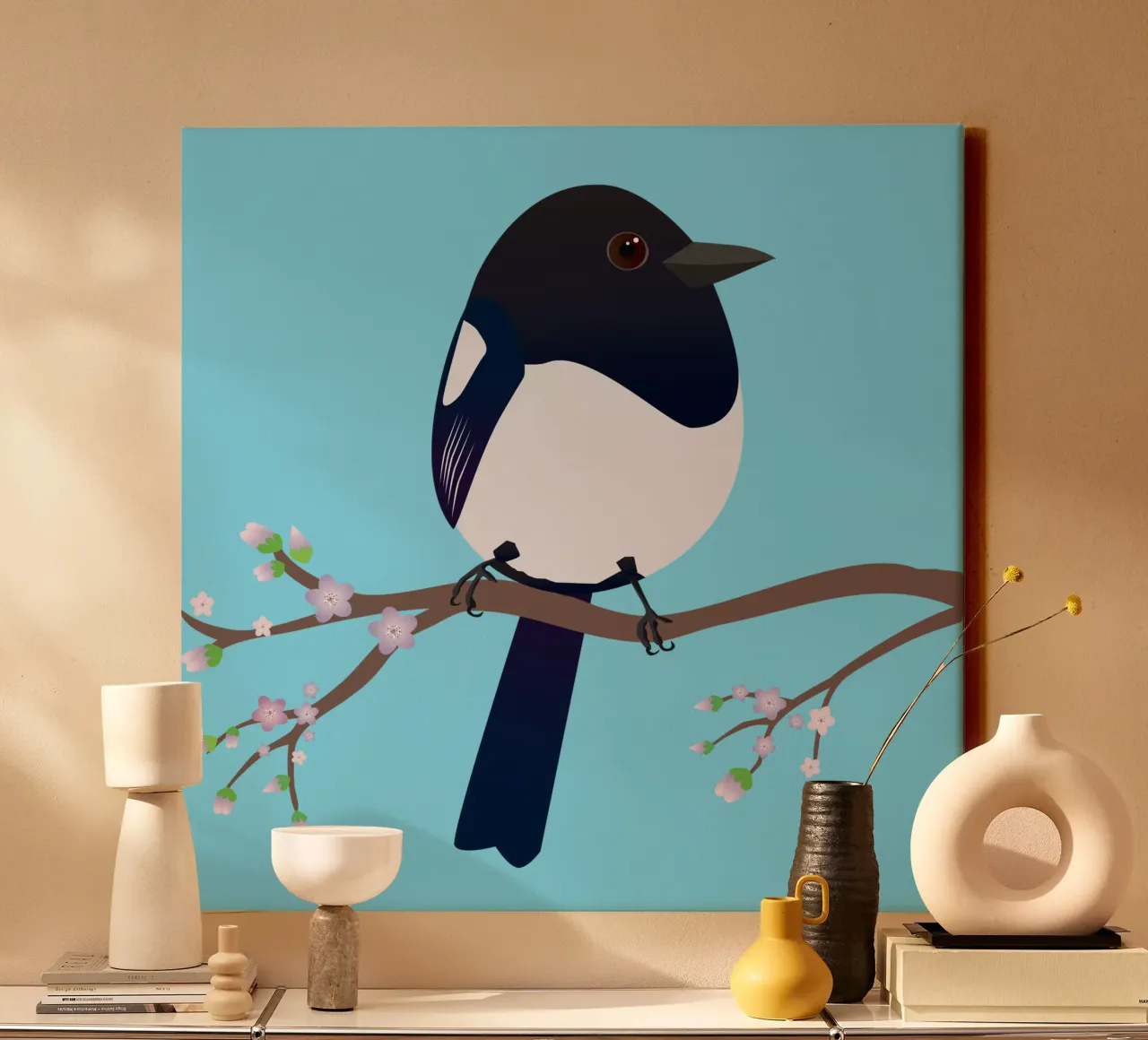 Cute egg shaped magpie canvas by BwiseLizzy