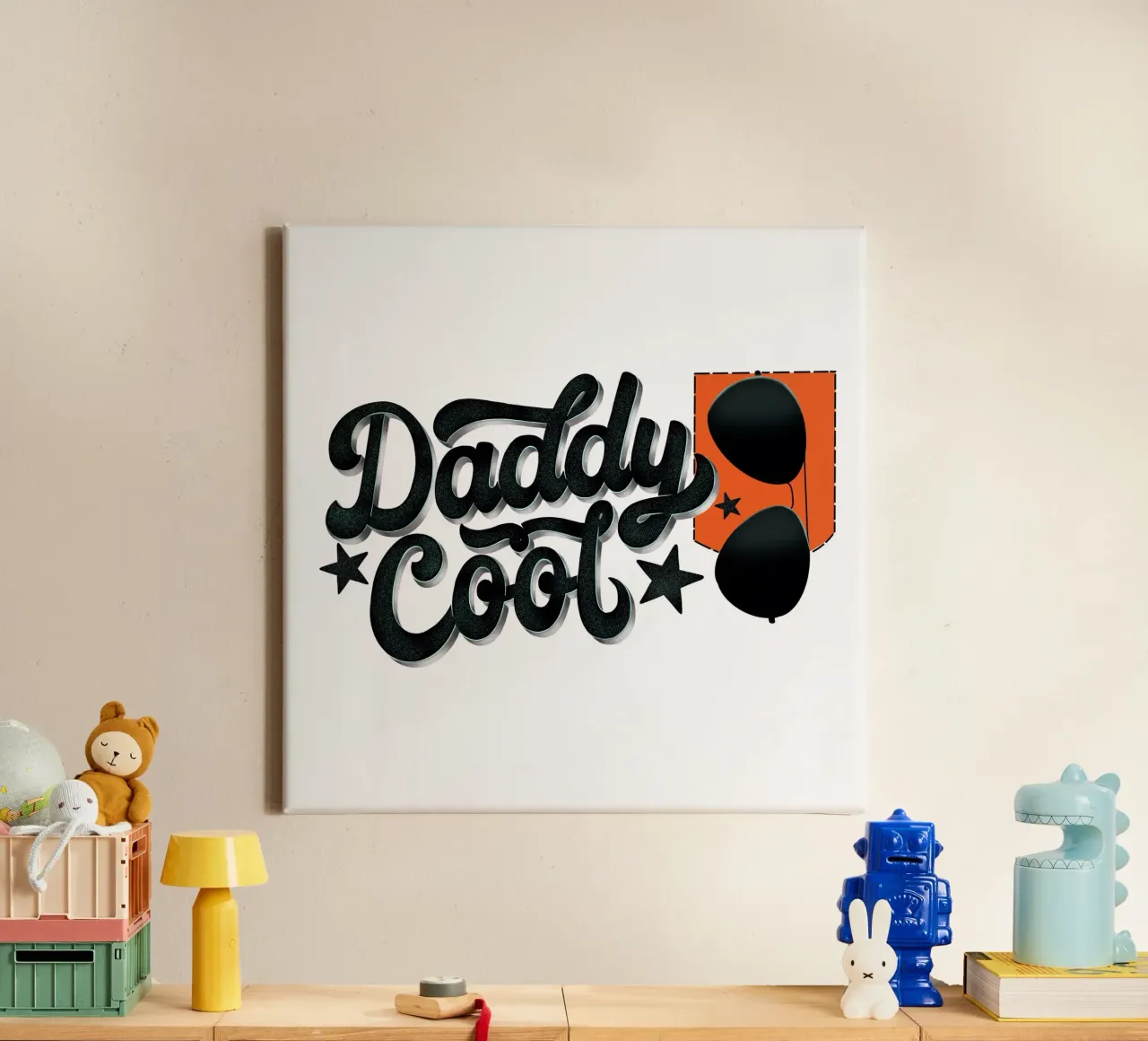 Daddy Cool. Papi es el mejor y el más guay. lienzo con Marco flotante de CalliLetters