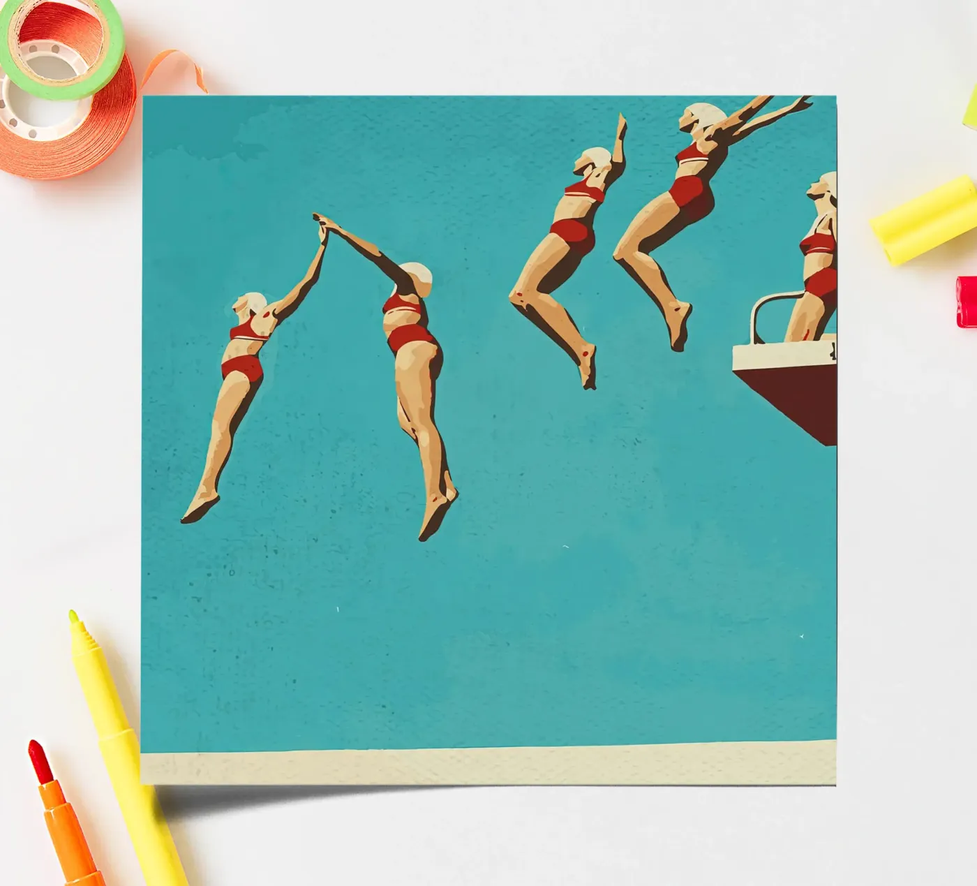 Sequential dive poster planche autocollant de medineprint