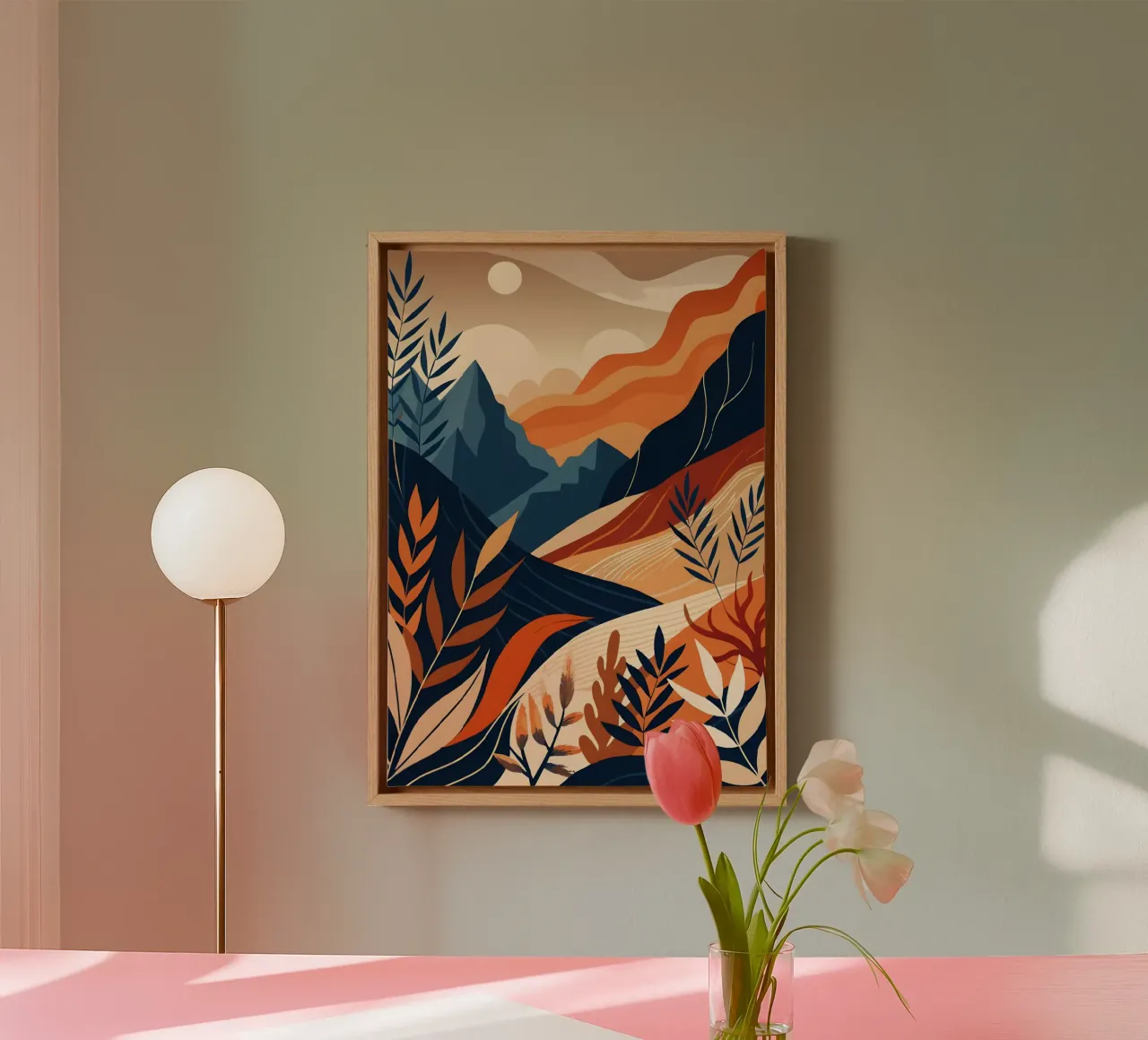 Woestijn Zonsondergang canvas met Baklijst van Artistic-shop