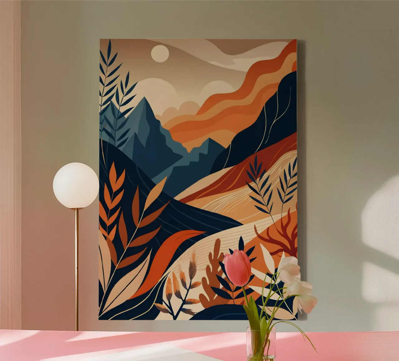 Woestijn Zonsondergang canvas met Baklijst van Artistic-shop