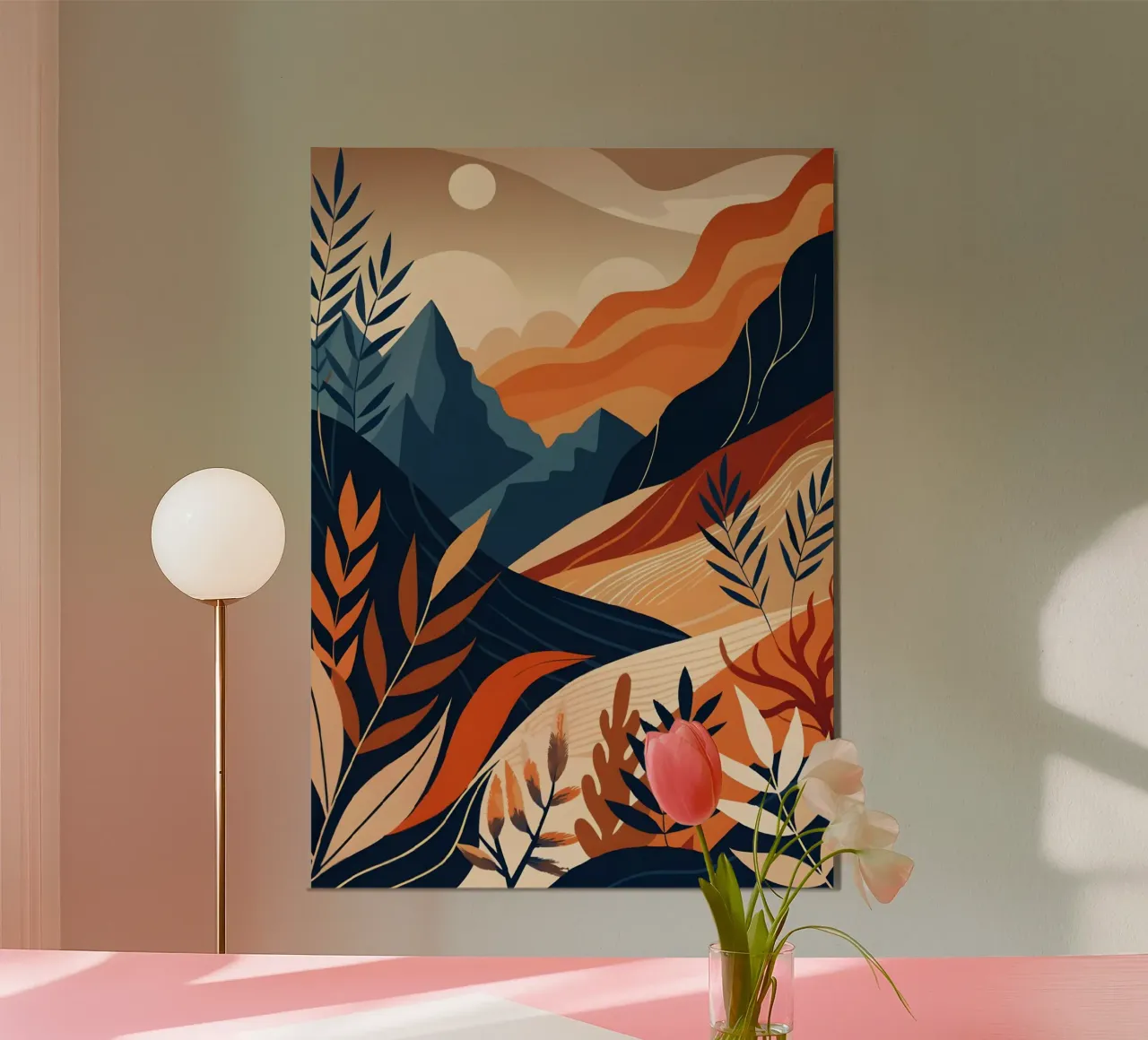 Tramonto nel deserto poster con telaio in legno da Artistic-shop