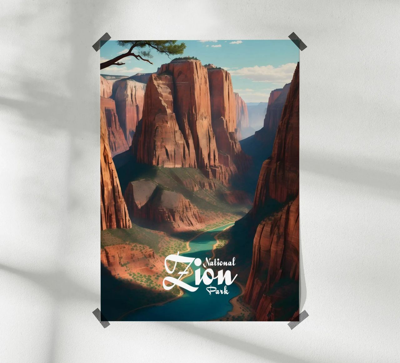 Zion-Nationalpark-Szene Poster von Charnwood Prints