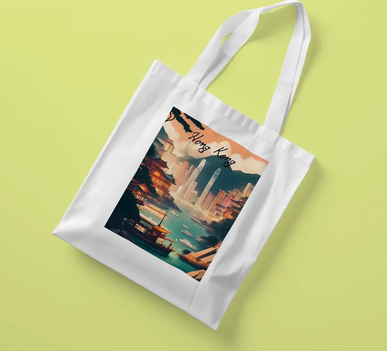 Paesaggio urbano di Hong Kong borsa in juta da Charnwood Prints