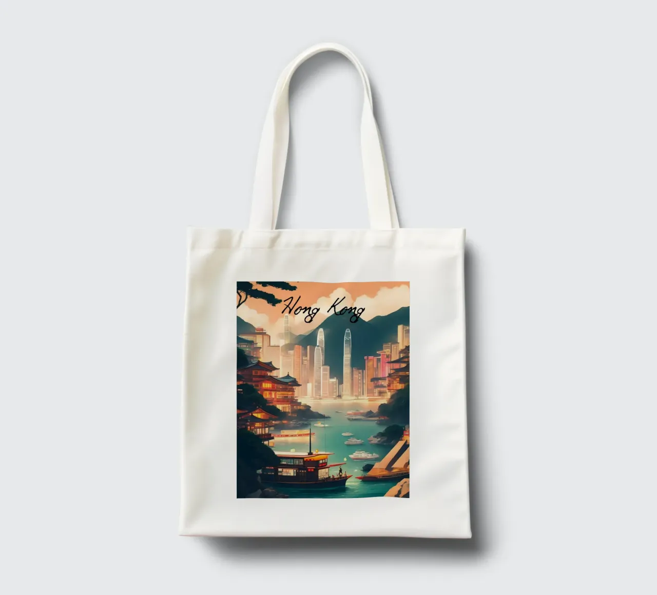 Paesaggio urbano di Hong Kong borsa in juta da Charnwood Prints