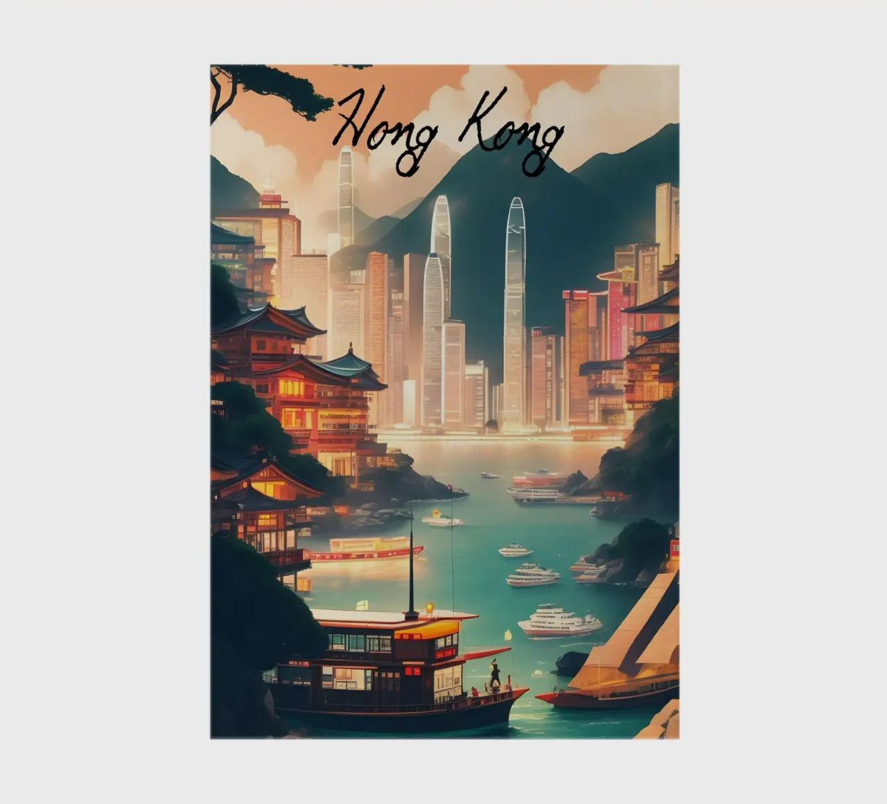 Hong Kong Cityscape Scene notebook by Charnwood Prints