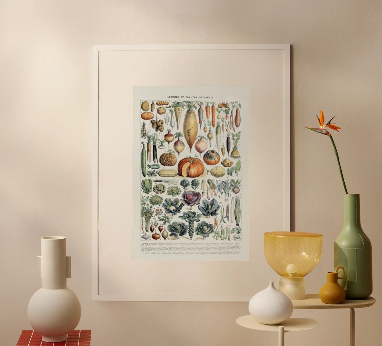 Kitchen art vegetables food print French vintage botanical poster by Studio Vintage