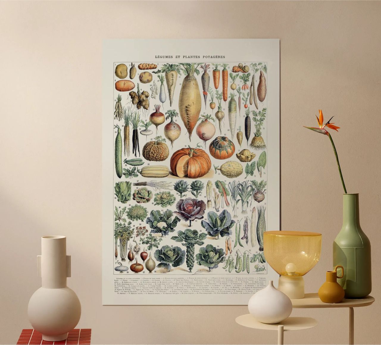 Kitchen art vegetables food print French vintage botanical poster by Studio Vintage