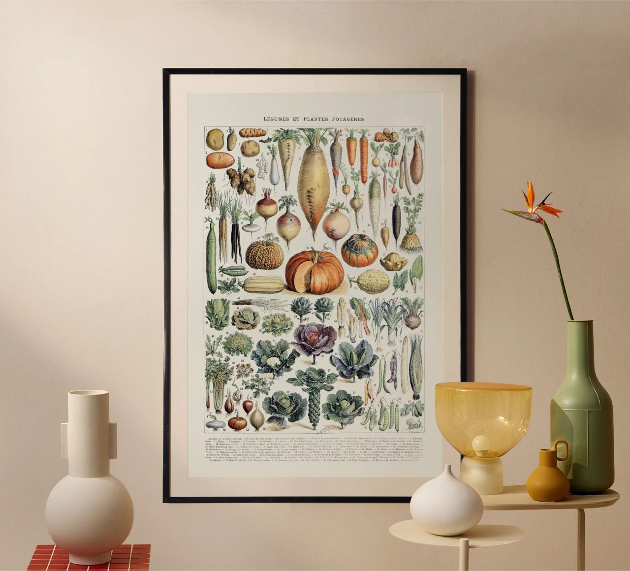 Kitchen art vegetables food print French vintage botanical poster by Studio Vintage