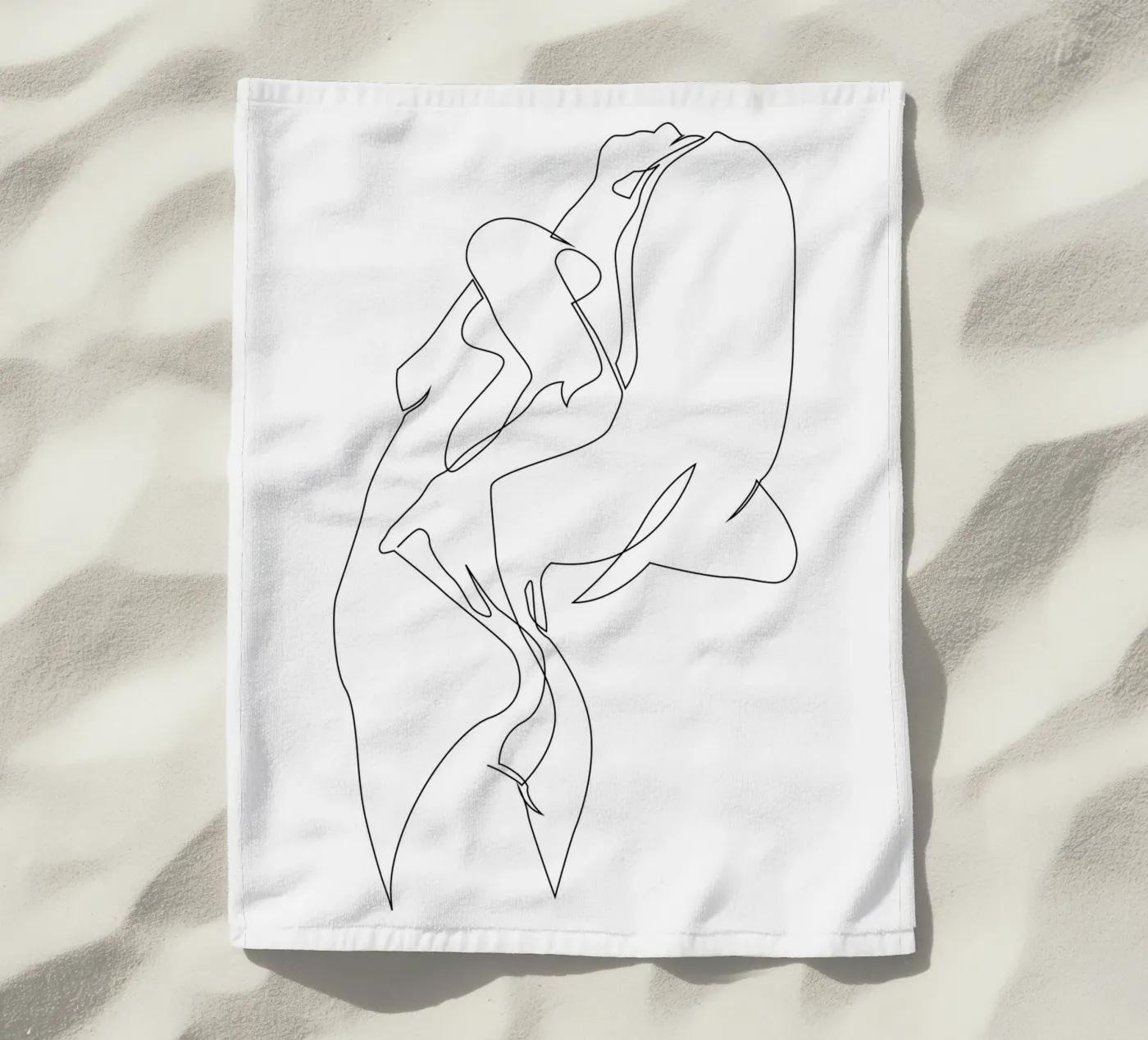 One line nude - E5 beach towel by Addillum