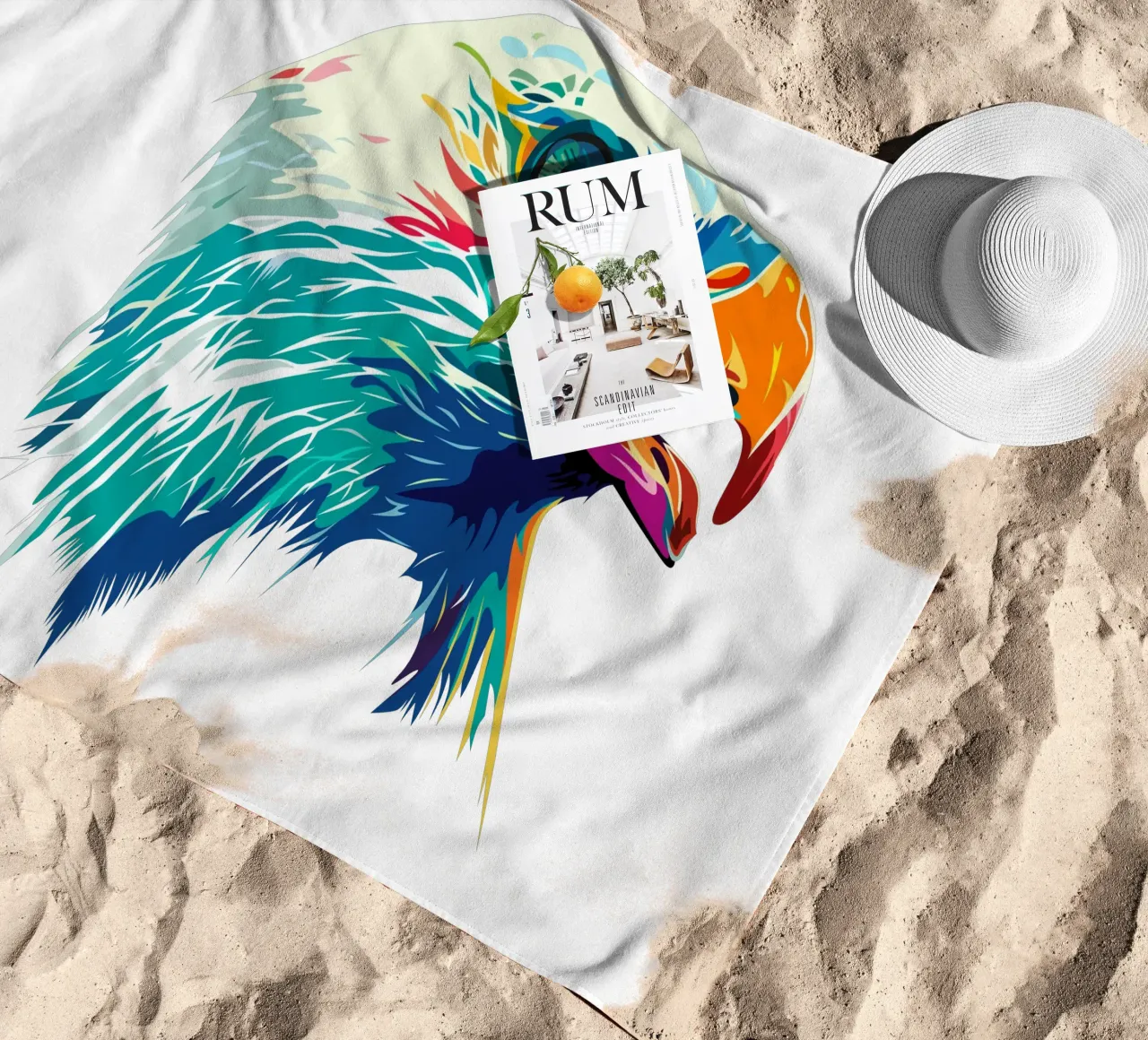 Blue Eagle beach towel by Unique Urban Life