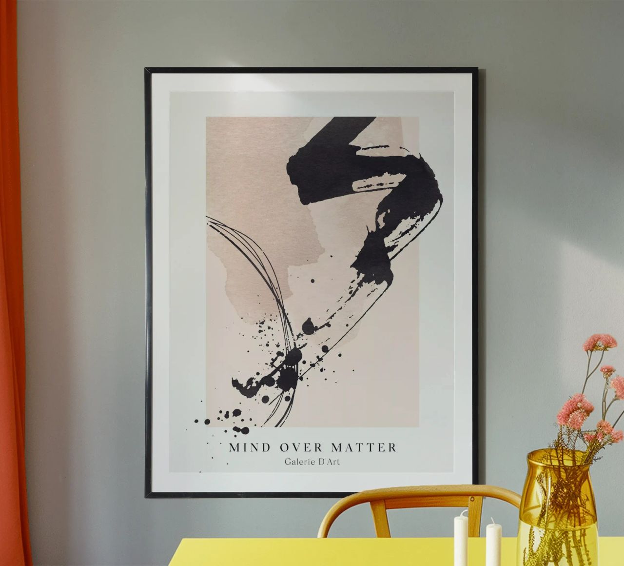 Abstracte kunst - Dynamische penseelstreken poster van Whole©