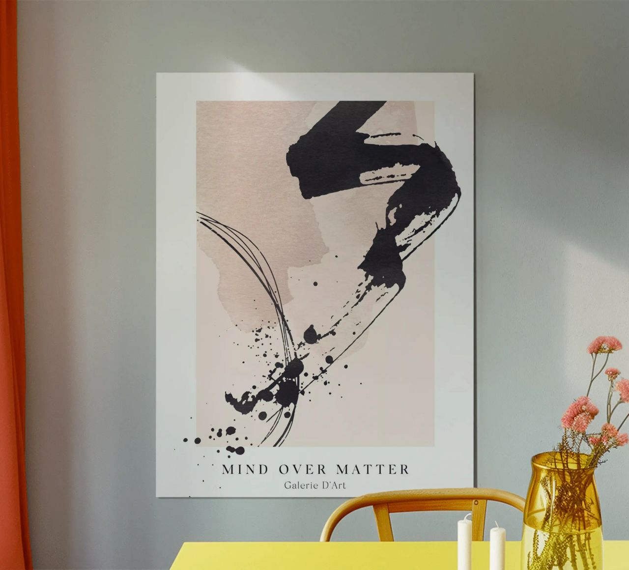 Abstracte kunst - Dynamische penseelstreken poster van Whole©