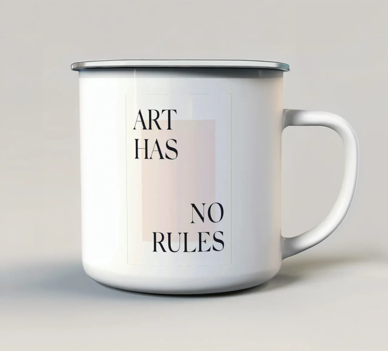 Art Has No Rules - Minimalistisch typografie-ontwerp emaille mok van Whole©