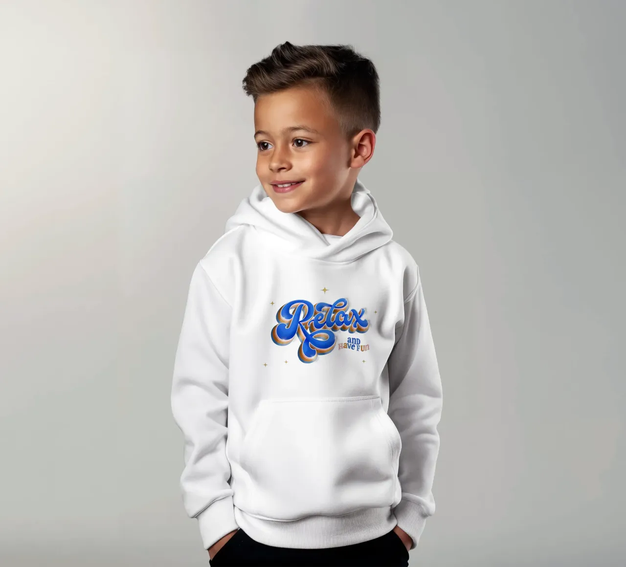 Rilassarsi e divertirsi. Vibrazioni retrò. felpa bambino con cappuccio da CalliLetters