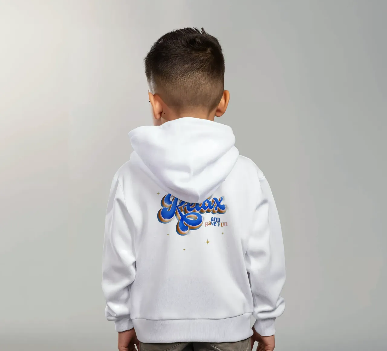 Rilassarsi e divertirsi. Vibrazioni retrò. felpa bambino con cappuccio da CalliLetters