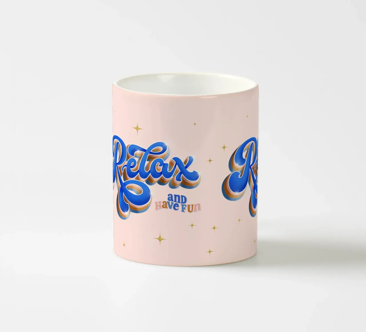 Ontspan en heb plezier. Retro sfeer. keramische mok van CalliLetters