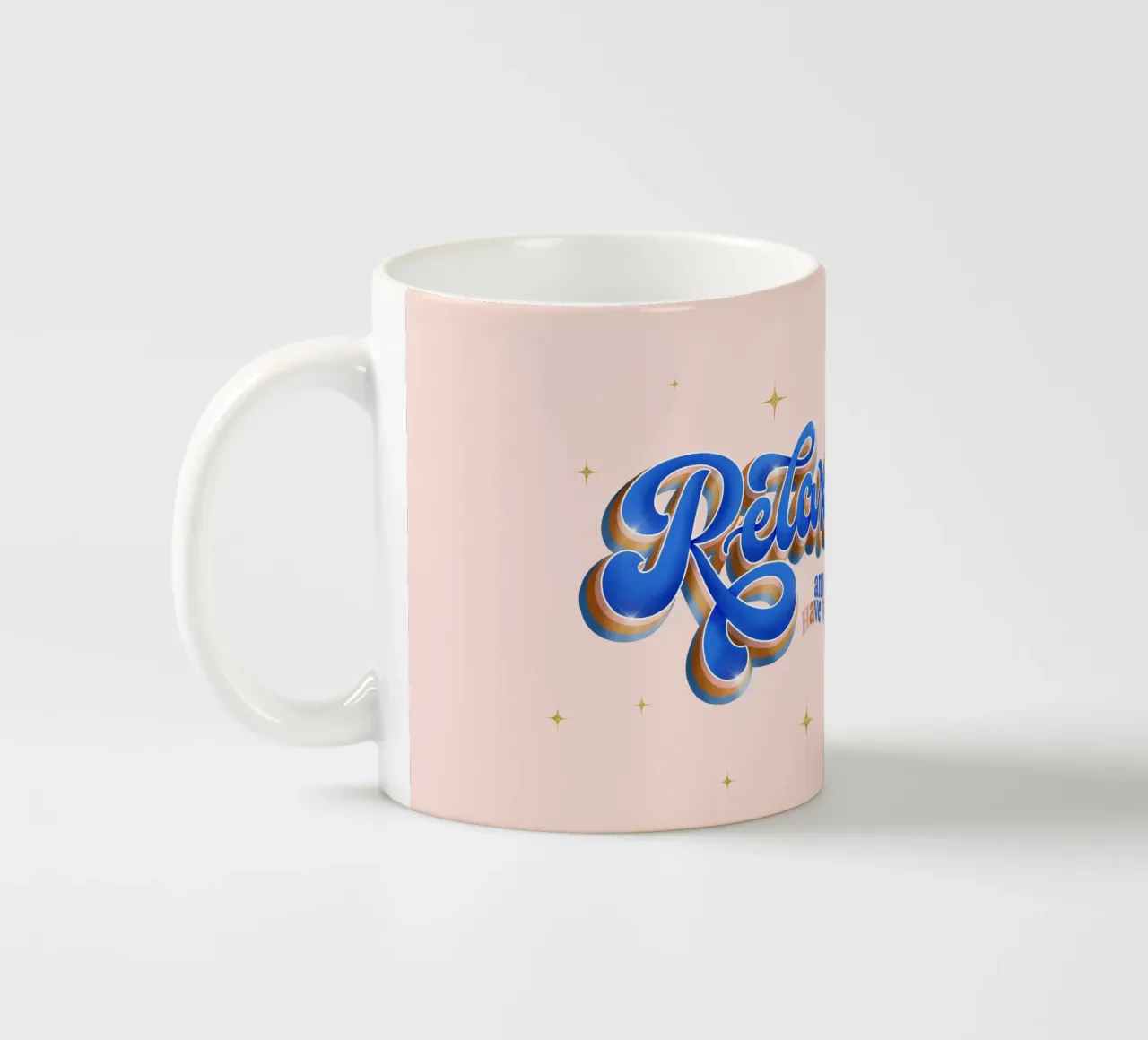 Ontspan en heb plezier. Retro sfeer. keramische mok van CalliLetters