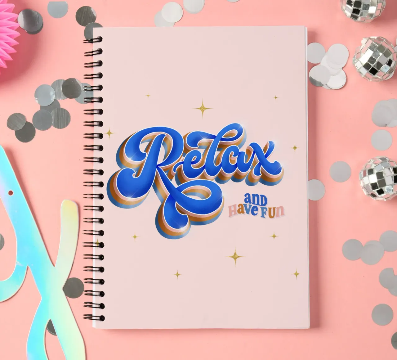Relax and Have Fun. Retro Vibes. spiral notebook by CalliLetters
