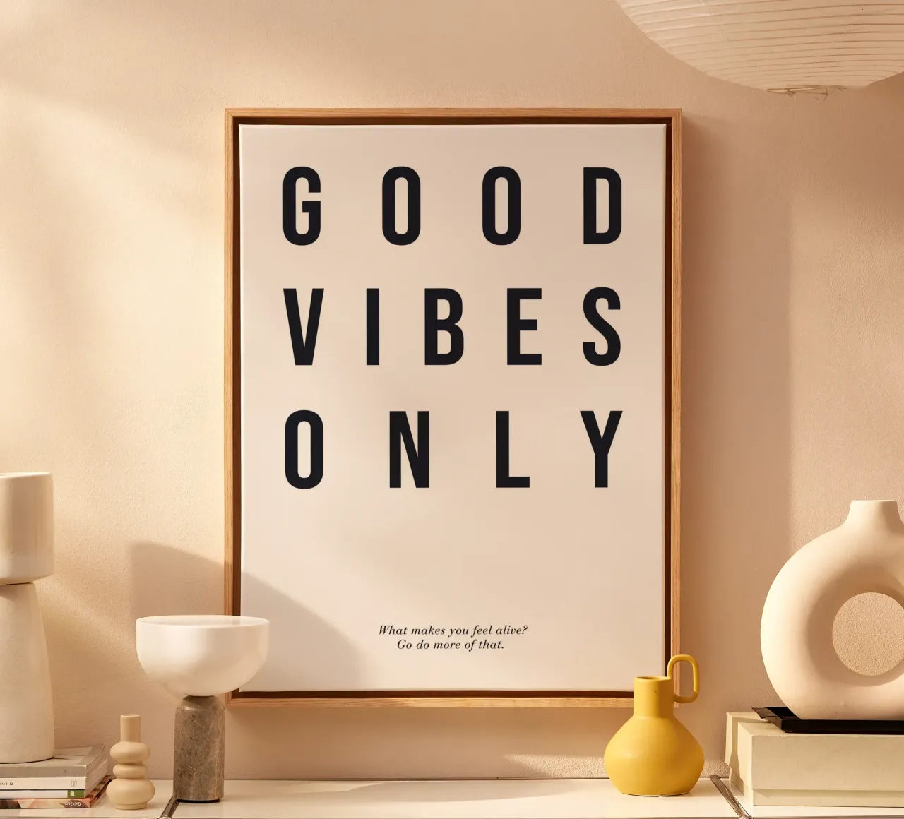 Good Vibes Only – Moderner Typografie-Druck Leinwand von Whole©