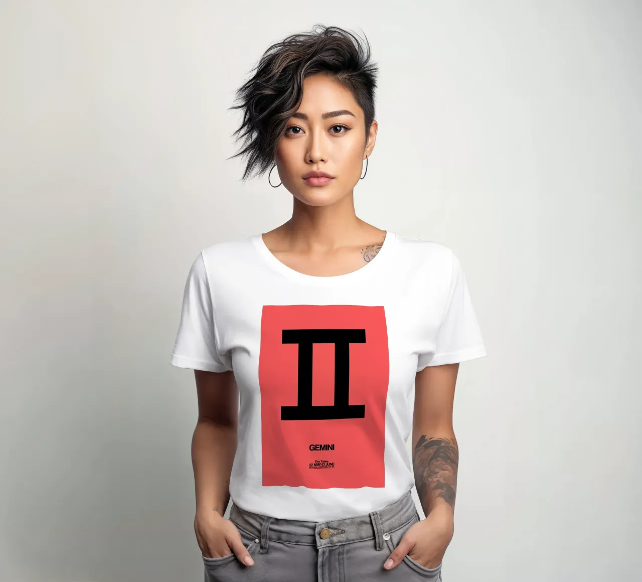 Gemini Zodiac Sign Black women's fitted t-shirt by Naxart
