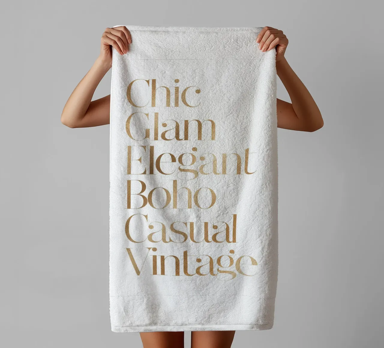 Golden style words - Modern typography printing towel by Whole©