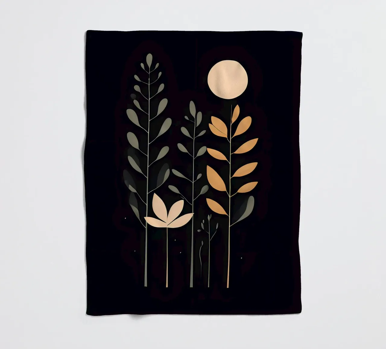 Foglie botaniche minimaliste coperta in pile da Artistic-shop