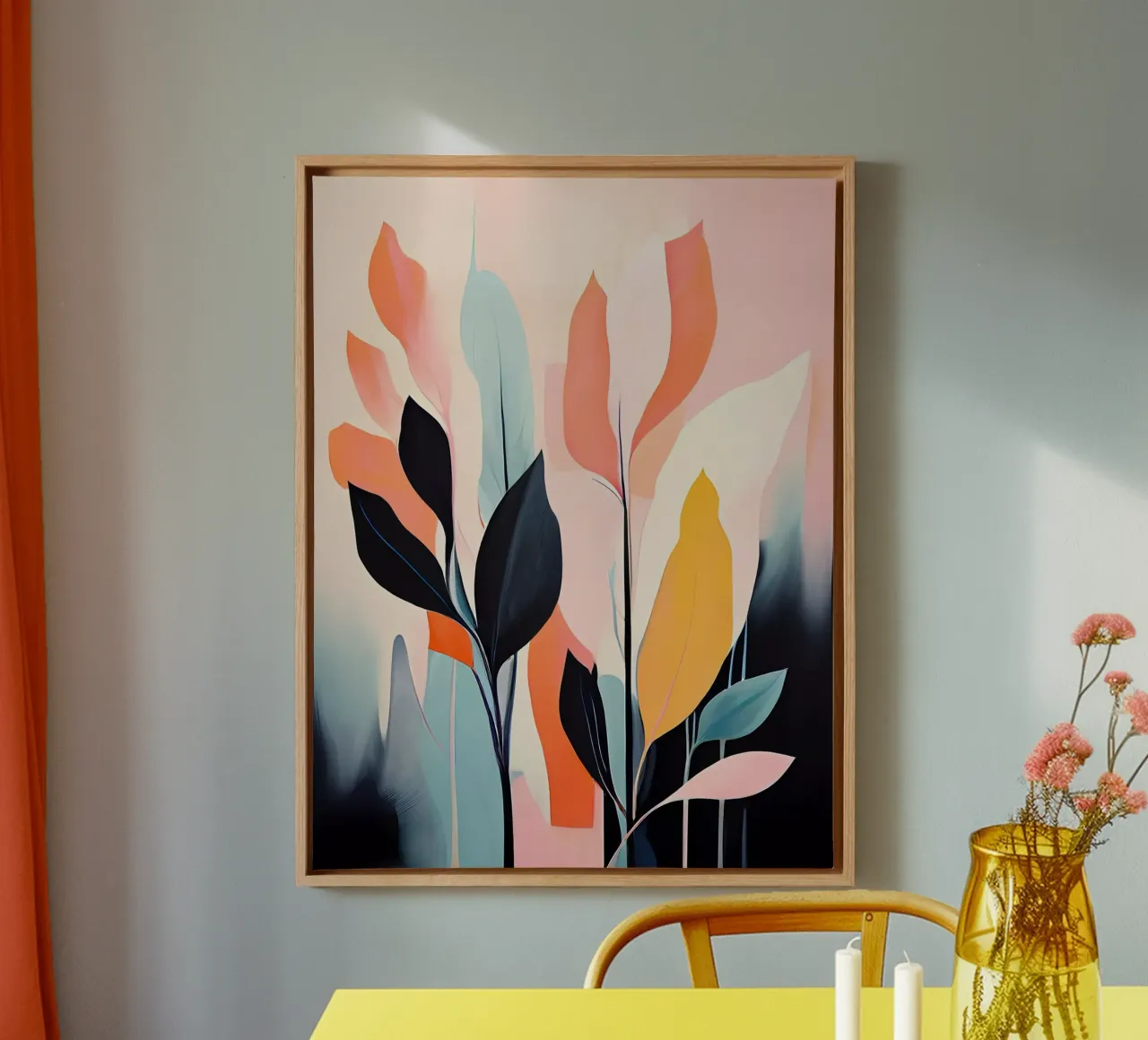 Foglie botaniche minimaliste tela con Cornice a cassetta da Artistic-shop