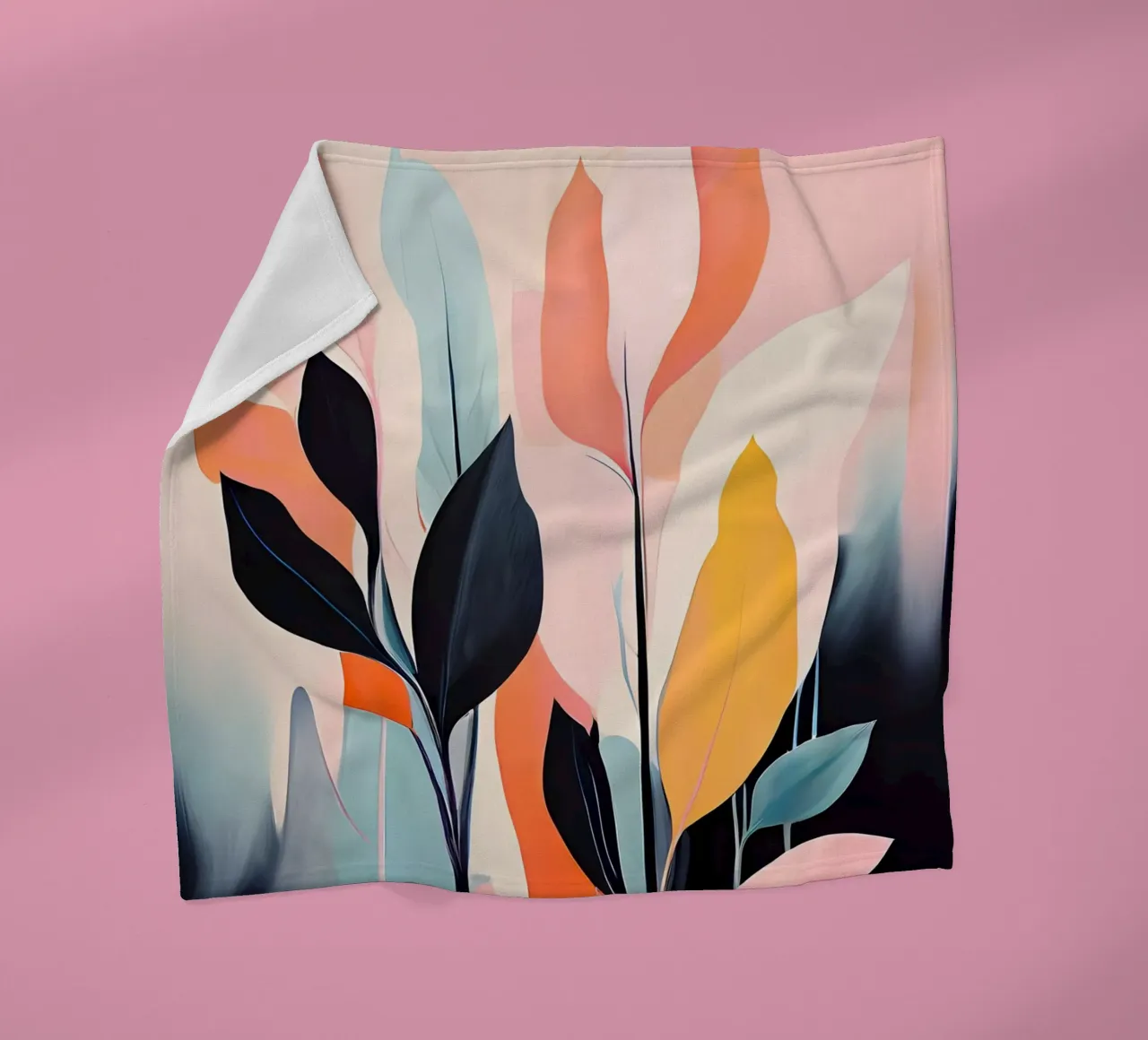 Foglie botaniche minimaliste coperta in pile da Artistic-shop