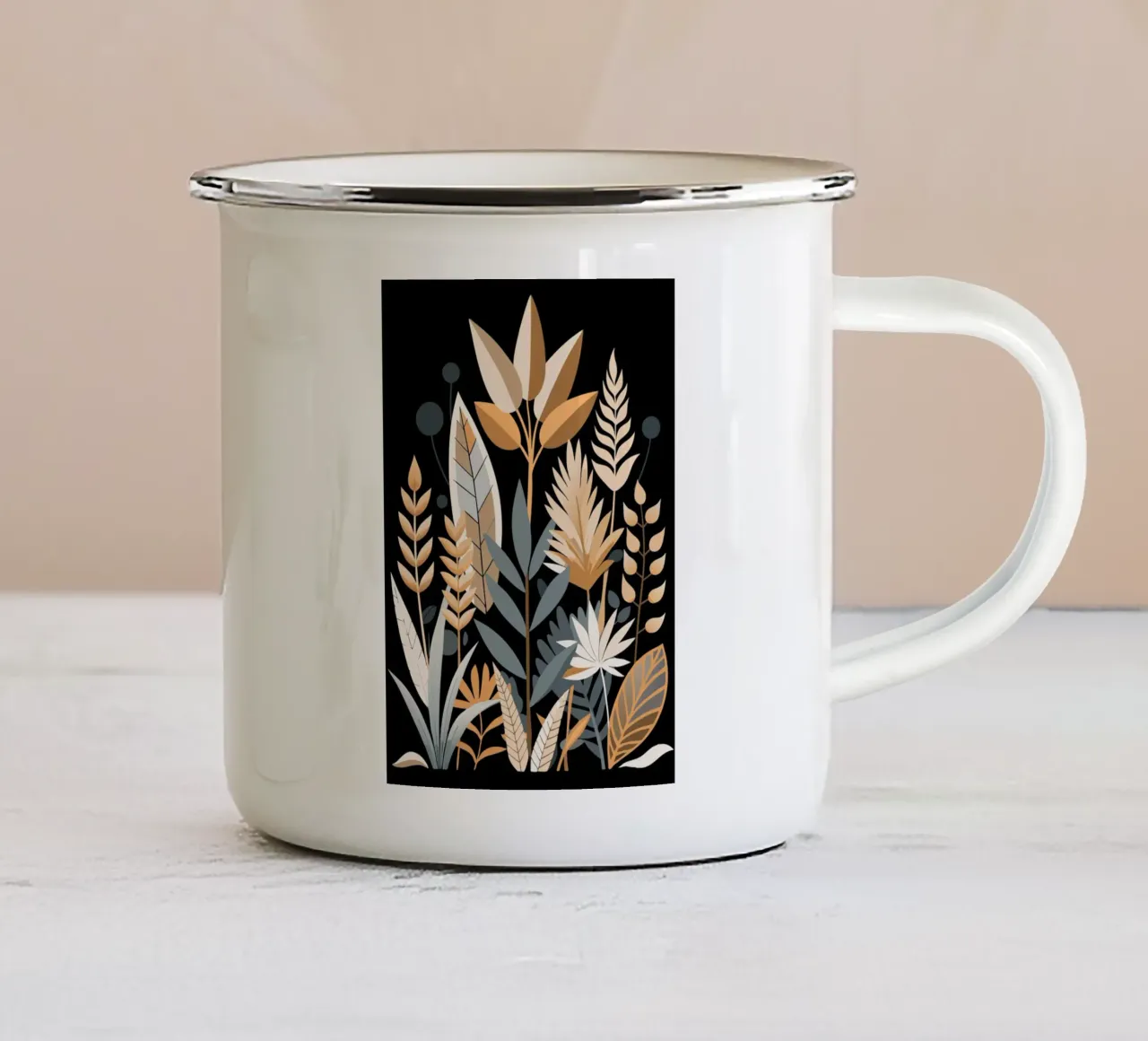 Astratto botanico autunnale tazza in smalto da Artistic-shop